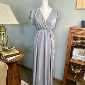 Baltic Born Shimmering Silver Pleated Dress M